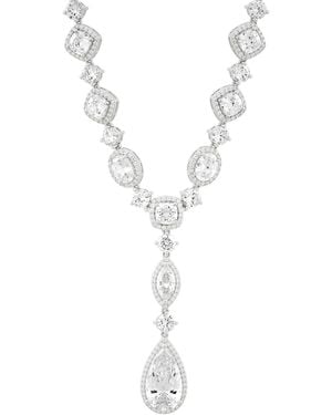 Arabella Cubic Zirconia Mixed Cut Teardrop 18" Lariat Necklace - White