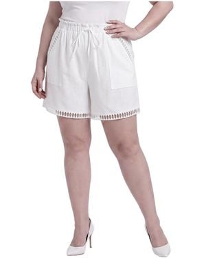 Standards & Practices Plus Size High-rise Lace-hem Shorts - White