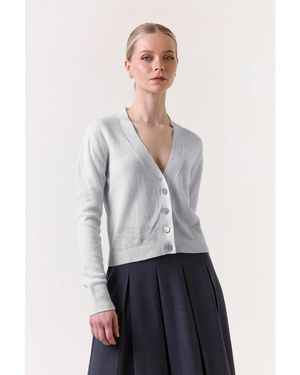 1982 100% Cashmere Cropped Cardigan - White