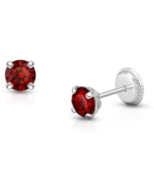Tiny Blessings 14k Gold Crystal Birthstone Studs Screw Back Earrings - Red