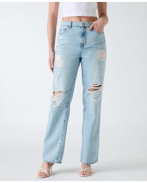 Guess High-rise Straight Leg Jeans - Blue
