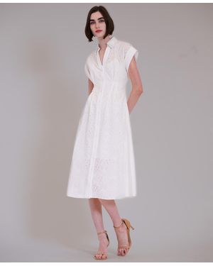 Julia Jordan Short-sleeve V-neck Eyelet Midi Shirt Dress - Pink