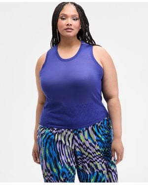 Nina Parker Trendy Plus Size Sheer Sweater-knit Tank - Blue