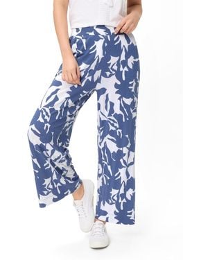 Olsen Abstract Floral Jersey Cropped Pant - Blue