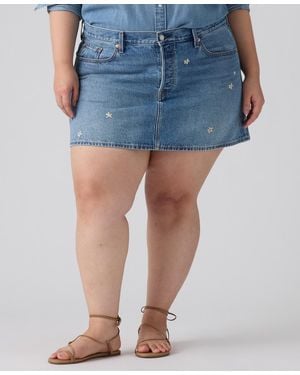Levi's Plus Size Cotton Iconic 501 Mid-rise Denim Skirt - Blue