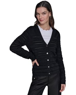 Karl Lagerfeld Scalloped-trim Cardigan - Black