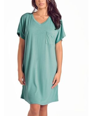 iCollection Plus Size Soft Breathable Night Shirt - Blue