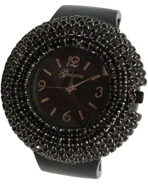 Olivia Pratt Sparkle Rhinestones Chunky Bangle Watch - Black