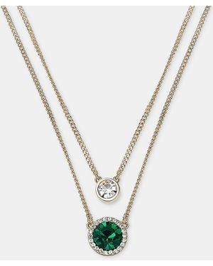 DKNY Glass Crystal Layered Necklace - White