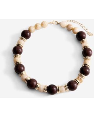 Mango Combined Beads Necklace - Brown