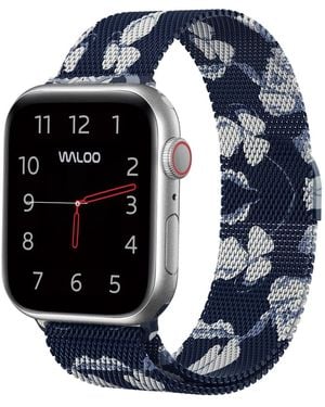 Waloo Floral Magnetic Mesh Replacement Band For Apple Watch - Blue