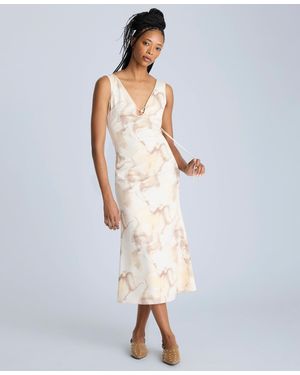 Kenneth Cole Printed Tie-detail Midi Dress - White