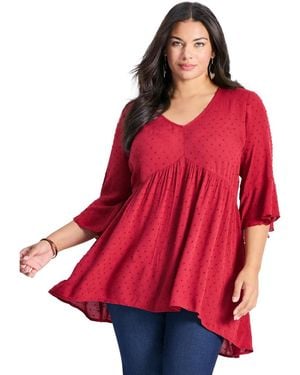 Avenue Veronica Dobby Tunic - Red