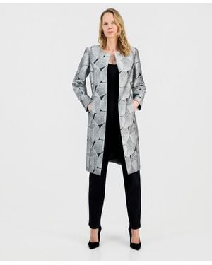Kasper Leaf Jacquard Long-sleeve Topper Jacket - Multicolor