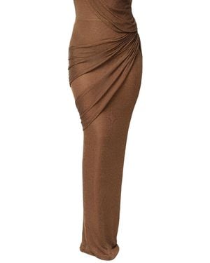 JLUXLABEL Opulent Metallic Maxi Skirt - Brown