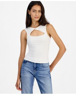 Guess Maia Sleeveless Front-cutout Top - Blue
