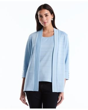 Rafaella Petite Ottoman Knit Cardigan Sweater - Blue