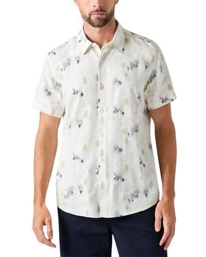 Guess Knox Jacquard Short-sleeve Floral-print Regular-fit Shirt - White