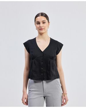 REISTOR Deep V-neck Short Top - Black