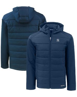 Cutter & Buck New York Yankees Evoke Hybrid Eco Softshell Full-zip Hoodie - Blue