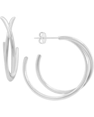 Essentials And Now This High Polished Crossover C Hoop Post Earring - Metallic