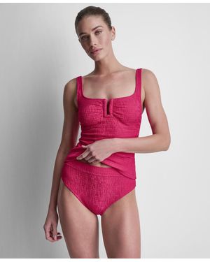 DKNY Under-wire Textured Tankini Top - Pink