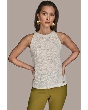 Donna Karan Textured Knit Sleeveless Top - Gray
