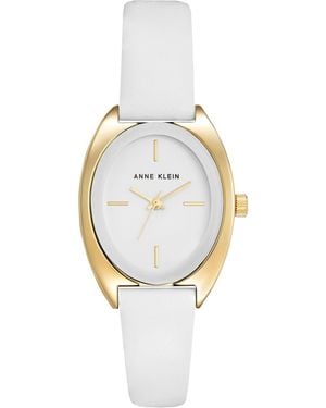 Anne Klein Quartz Oval Dial Leather Strap Watch 27.5mm X 35.6mm - Metallic