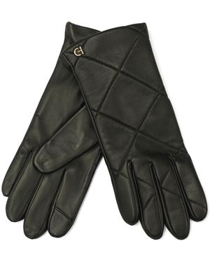 Cole Haan Quilted Leather Gloves - Gray