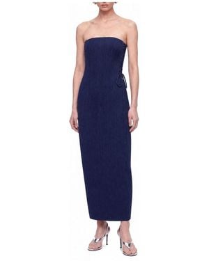 Nocturne Lace-up Strapless Midi Dress - Blue