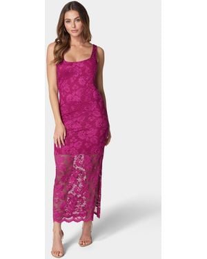 Bebe Marseille Lace Square Neck Tank Dress - Pink