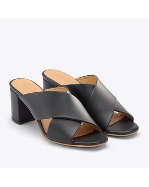 Nisolo Carina Cross Strap Mule Almond - Black