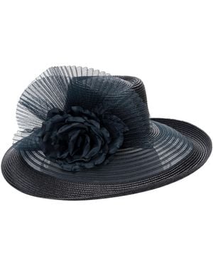 August Accessories Sheer Brim Romantic Profile Hat - Blue