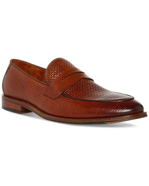 Steve Madden Tarin Woven Vamp Penny Loafer - Brown