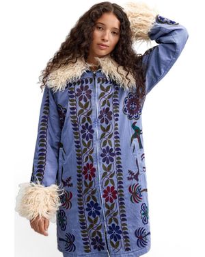 Desigual Printed Coat - Blue