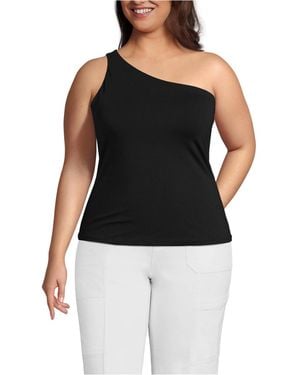Lands' End Plus Size Slender One Shoulder Top - Black