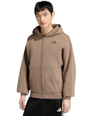 adidas Kit Small Logo Full-zip Hooded Jacket - Brown