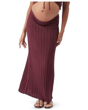 Ripe Maternity Maternity Ripe Charli Rib Knit Skirt - Red