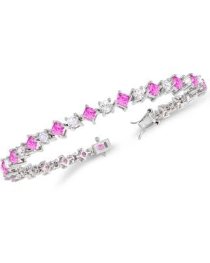 Macy's Lab-grown Sapphire And Lab-grown White Sapphire Tennis Bracelet (4-1/5 Ct. T.w. And 2-1/3 Ct. T.w. - Pink
