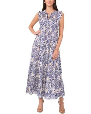 Vince Camuto Tie Neck Tiered Cotton Maxi Dress - Purple