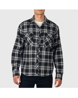 Alpine Swiss Men Plaid Flannel Shirt Jacket Button Down Long Sleeve Cotton Blend Shirts - Black