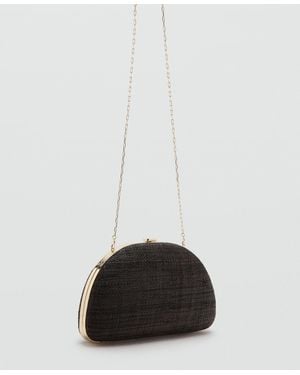Mango Natural Fiber Clutch Bag - White