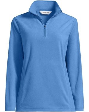 Lands' End Tall Anyweather Fleece Quarter Zip Pullover - Blue
