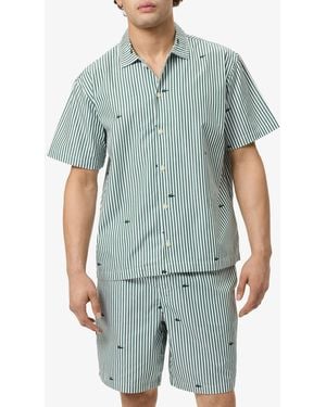 Lacoste Striped Short-sleeve Shirt And Pajama Shorts - Green