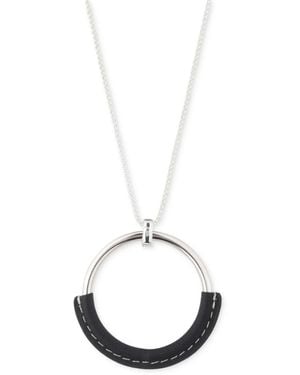 Ralph Lauren Silver-tone Leather 36" Adjustable Slider Pendant Necklace - Metallic