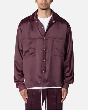 MNML Loiter Studded Satin Pajama Shirt - Purple