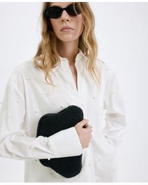 Mango Lyocell Cultivated Pearl Blouse - White