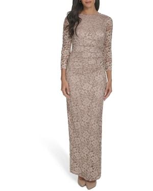 Jessica Howard 3/4-sleeve Side Tuck Gown - Brown
