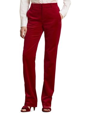 Ralph Lauren Stretch Velvet High-rise Straight-leg Pants - Red