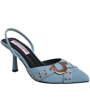 TRUE RELIGION Sade Metal Buckle Logo Heel - Blue